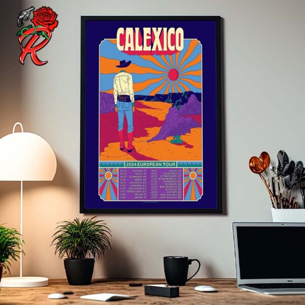 Calexico 2024 European Tour Poster Tour Dates List Home Decor Poster Canvas