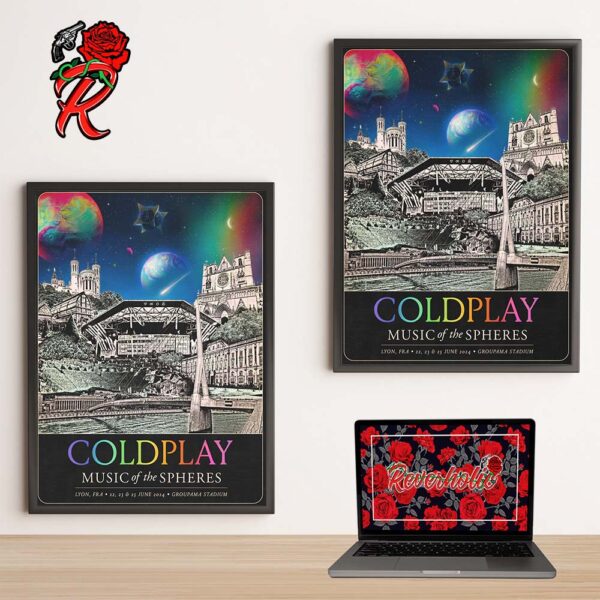 Coldplay Lyon France June 2024 Music Of The Spheres Tour Poster At Groupama Stadium On 22 23 and 15 Home Decor Poster Canvas