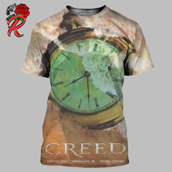 Creed 2024 Tour First Concert Poster For Green Bay WI At Resch Center On July 17 2024 All Over Print Shirt