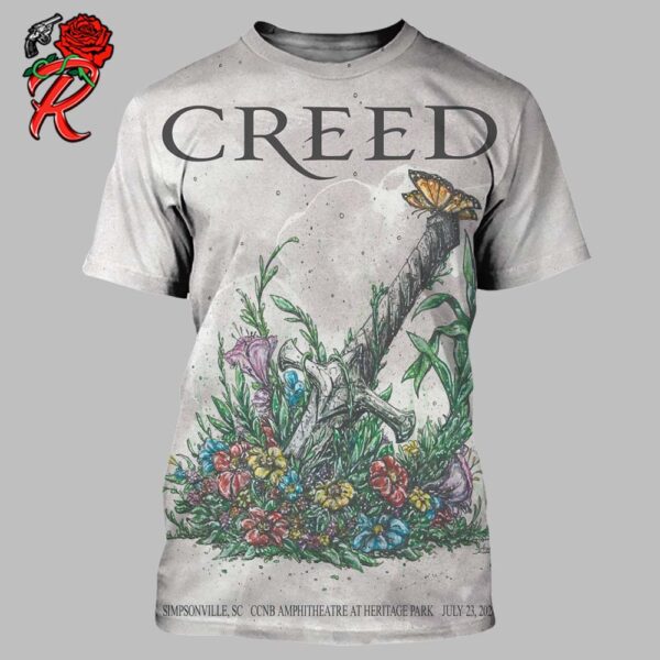 Creed Limited Edition Poster For Simpsonville SC At CCNB Amphitheatre At Heritage Park On July 23 2024 All Over Print Shirt