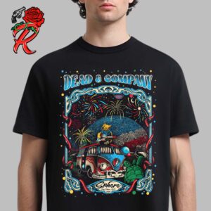 Dead And Company Gig Poster Sphere Las Vegas Nevada Celebrate 4th Of July 2024 Concert Dancing Bear Playing Guitar On The Volkswagen Unisex T-Shirt