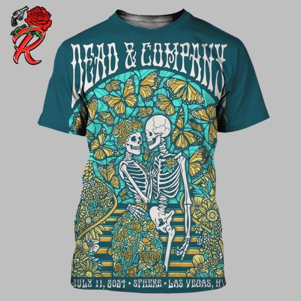 Dead And Company Live At Sphere Las Vegas Weekend 8 Concert Poster By Gregg Gordon For July 11th 2024 Skeletons Eternal Dance of the Butterflies Artwork All Over Print Shirt