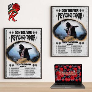 Don Toliver The Hardstone Psycho Tour 2024 With Special Guests Teezo Touchdown And Monaleo Tour List Poster Canvas For Home Decorations