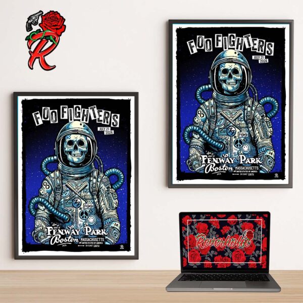 Foo Fighters Boston Tonight Poster At Fenway Park On July 21 2024 The Death Skeleton Astronaut Artwork Home Decor Poster Canvas