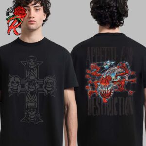 Guns N Roses Appetite For Destruction Cross Logo With Album Cover Artwork Two Sides Unisex T-Shirt