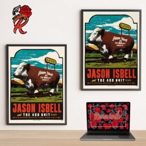 Jason Isbell And The 400 Unit With Adeem The Artist Turn At The Cow Poster For The Gig At The Kettlehouse Amphitheater In Bonner Montana On July 14 2024 Home Decor Poster Canvas