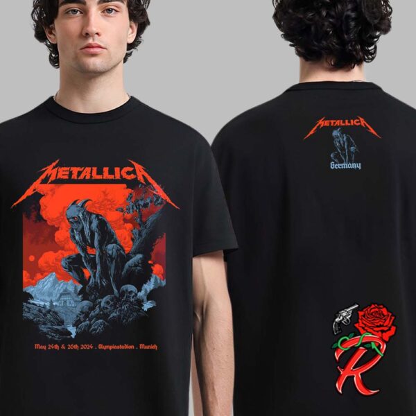 Metallica Germany Official Merch For The Munich Pop Up M72 World Tour 2024 At Olympiastadion In Munich On May 24 And 26 2024 Two Sides Unisex T-Shirt