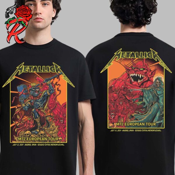 Metallica M72 Madrid Spain Full Show Merch Combined The Final 2024 No Repeat Weekend In Europe At Estadio Civitas Metropolitano On July 12 And 14 2024 Two Sides Unisex T-Shirt