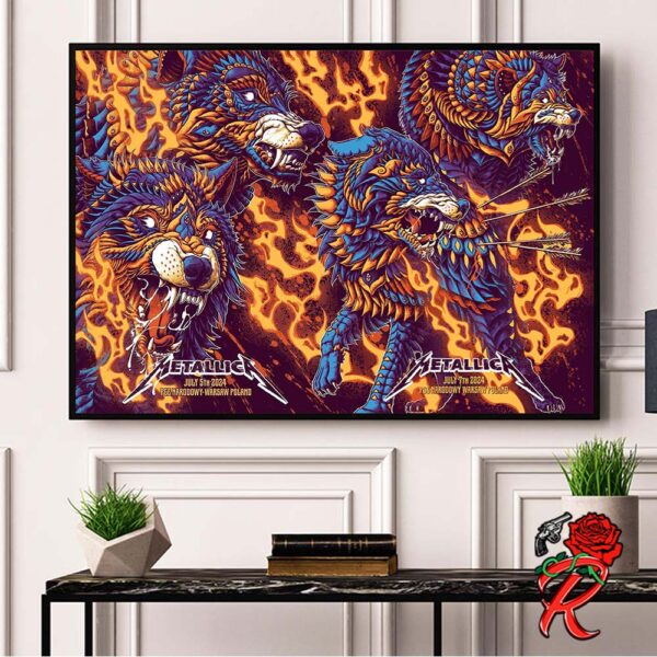 Metallica M72 Warsaw Poland Night 1 And 2 Of No Repeat Weekend Full Show Combined Poster At PGE Narodowy On July 5 And 7 2024 M72 World Tour Home Decor Poster Canvas