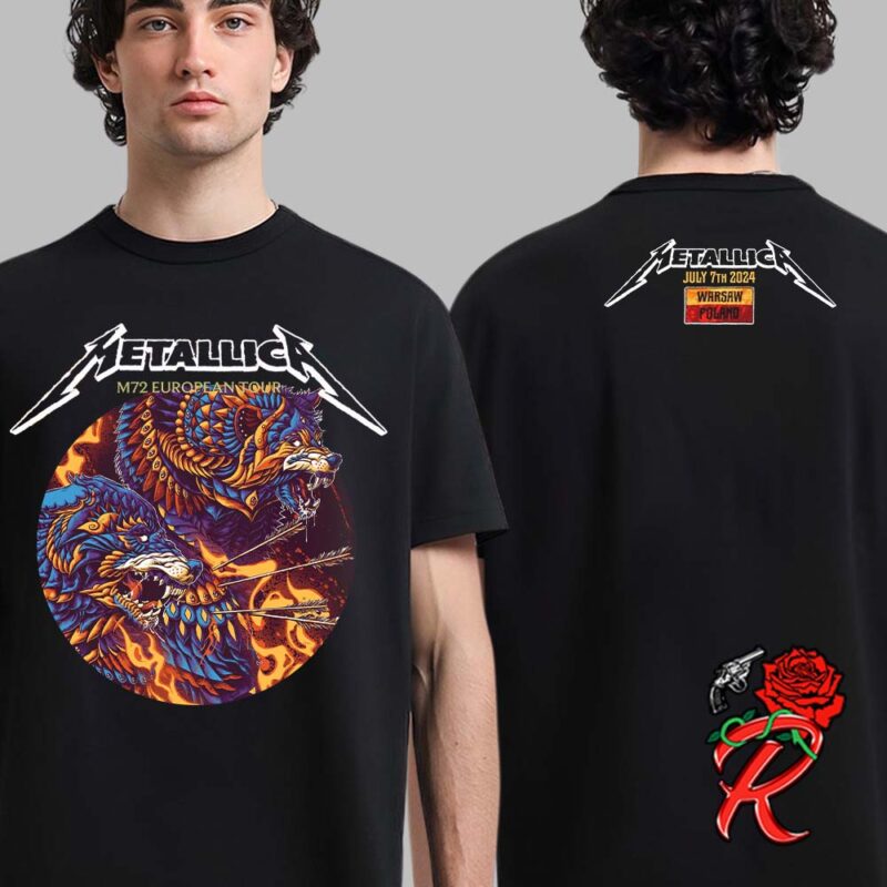 Metallica M72 Warsaw Poland Night 2 Of No Repeat Weekend Official Merch At PGE Narodowy On July 7 2024 M72 World Tour Two Sides Unisex T Shirt