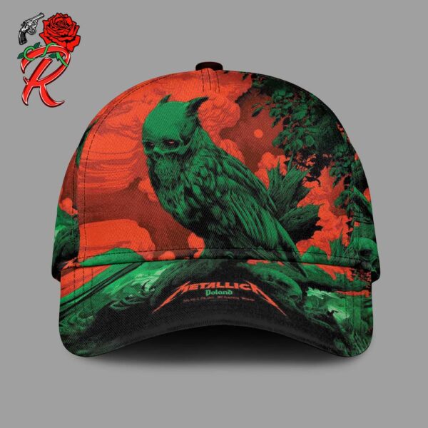 Metallica M72 Warsaw Poland Pop Up Shop Merch Poster For The Shows At PGE Narodowy Stadium On July 5 And 7 2024 The Skull Owl Artwork Cap Hat Snapback