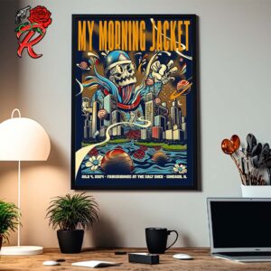 My Morning Jacket Happy Fourth Of July Day Poster For the Show In Chicago Illinois At Fairgrounds At The Salt Shed On July 4 2024 Home Decor Poster Canvas