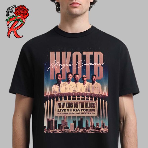 New Kids On The Block Magic Summer 2024 Los Angeles Event Poster In CA At The Kia Forum On July 5 2024 Unisex T-Shirt