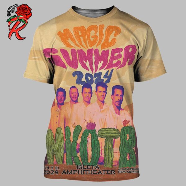 New Kids On The Block Magic Summer 2024 Tour Poster For Albuquerque New Mexico At Isleta Amphitheater On July 10 2024 All Over Print Shirt