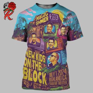 New Kids On The Block Magic Summer 2024 Tour Poster For Highland CA At Yaamava Theater On July 1 2024 All Over Print Shirt