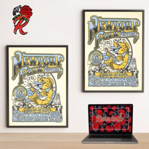 Newport Folk Festival 2024 Official Poster In Folk We Trust 65 Years Anniversary At Fort Adams State Park In Newport Rhode Island On July 26-28 2024 Decor Poster Canvas