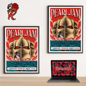 Pearl Jam Barcelona Night 1 Merch Poster And The Murder Capital At Palau Sant Jordi On July 6 2024 Art By Alex Omist Poster Canvas