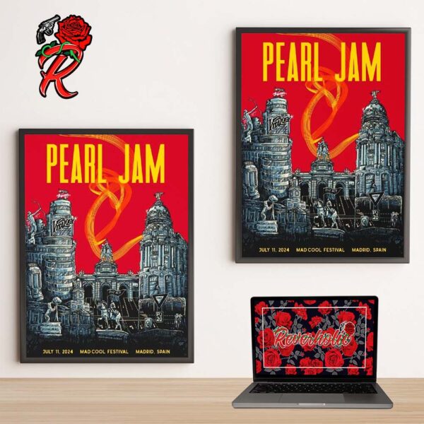 Pearl Jam Event Poster Merch For Mad Cool Festival In Madrid Spain On July 11 2024 Home Decor Poster Canvas