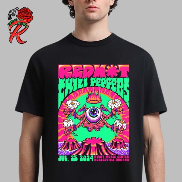 Red Hot Chili Peppers Noblesville Indiana Concert Poster At Ruoff Music Center On July 25 2024 Unisex T-Shirt