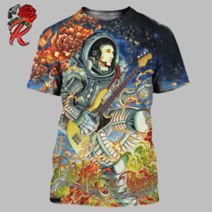 Red Hot Chili Peppers Unlimited Love 2024 Tour Poster For Toronto Ontario Stop At Budweiser Stage On July 15th 2024 An Astronaut With A Bass Guitar Artwork All Over Print Shirt