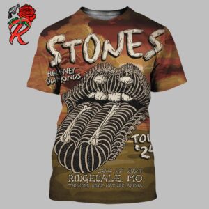 Rolling Stones Hackney Diamonds Tour Lithograph Poster For The Show In Ridgedale MO At Thunder Ridge Nature Arena On July 21st 2024 All Over Print Shirt