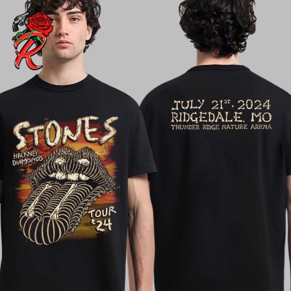 Rolling Stones Hackney Diamonds Tour Merch For The Show In Ridgedale MO At Thunder Ridge Nature Arena On July 21st 2024 Two Sides Unisex T-Shirt