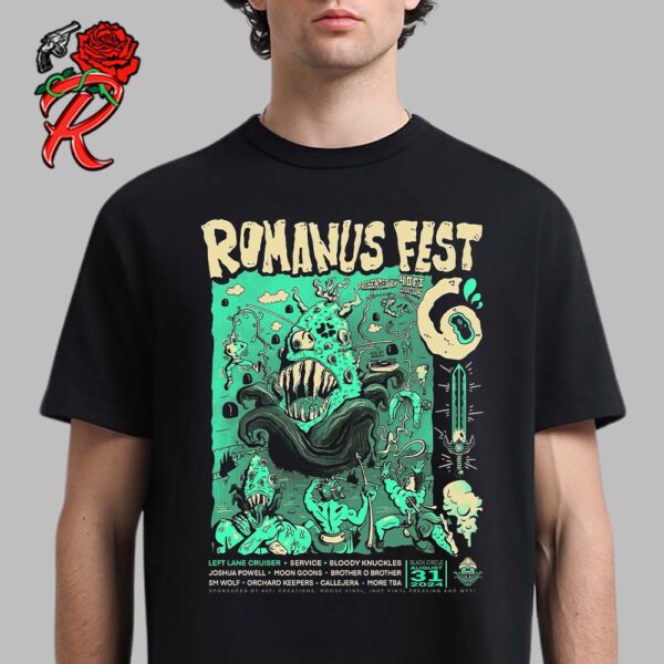 Romanus Fest 6 Poster Evil Corn Alien Artwork With Full Lineup On August 31 2024 Classic T-Shirt