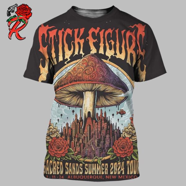 Stick Figure Sacred Sands Summer 2024 Tour Gig Poster For Albuquerque New Mexico On July 11th 2024 All Over Print Shirt