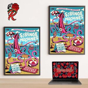 Strange Machines Poster For The Summer Show At Bernie’s Beach Bar In Hampton Beach NH On July 14 2024 The Octopus Artwork Home Decor Poster Canvas