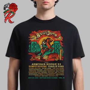 The Boogie Down Music Festival 2024 Poster Lineup In Yuba WI At Driftless Music Gardens From July 11 To 13 2024 Unisex T-Shirt