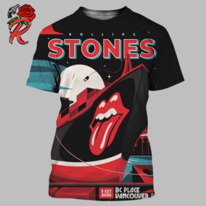 The Rolling Stones Lithograph Poster For The Concert In Vancouver BC 2024 At BC Place On July 5 2024 Port of Vancouver Art All Over Print Shirt