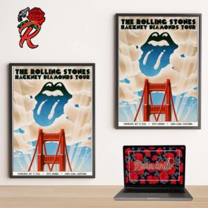 The Rolling Stones Santa Clara CA 2024 Lithograph Poster For The Show At Levi’s Stadium On July 17 2024 Golden Gate Bridge Artwork Hackney Diamonds Tour Home Decor Poster Canvas