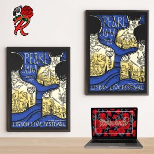 ‪Pearl Jam Event Poster Lisbon Live Festival In Lisbon Portugal On July 13 2024 Home Decor Poster Canvas‬