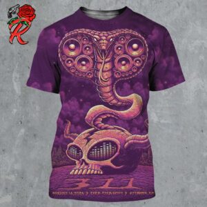 311 Band Poster For Show In Atlanta GA At Coca Cola Roxy On August 14 2024 The Cobra And The Skeleton Head Artwork All Over Print Shirt