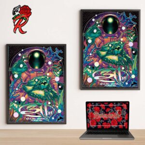 311 Band Poster For The Show In Houston Texas At 713 Music Hall On August 20 2024 Astronaut In An Voyage With His Friends Crab And Fish Artwork Home Decor Poster Canvas