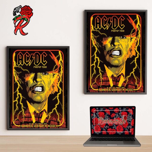 AC DC Concert Poster For Shows At Messe In Hannover Germany On July 31 And August PWR Up Tour Europe 2024 Home Decor Poster Canvas