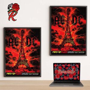 AC DC Paris 2024 Poster PWR UP Paris At Hippodrome Paris Longchamp On August 13 2024 Power Up Europe Tour 2024 Eiffel Tower Artwork Home Decor Poster Canvas