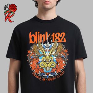 Blink 182 Tee Merch For Show In Toronto Ontario At Rogers Centre On 15 August 2024 One More Time Tour Rabbit With Canada Signature Alces Antlers With Maple Leaf Artwork Unisex T-Shirt