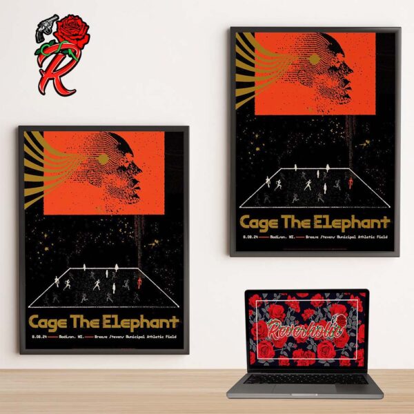 Cage The Elephant Limited Edition Concert Poster For Madison WI At Breese Stevens Athletic Field On August 8 2024 Home Decor Poster Canvas