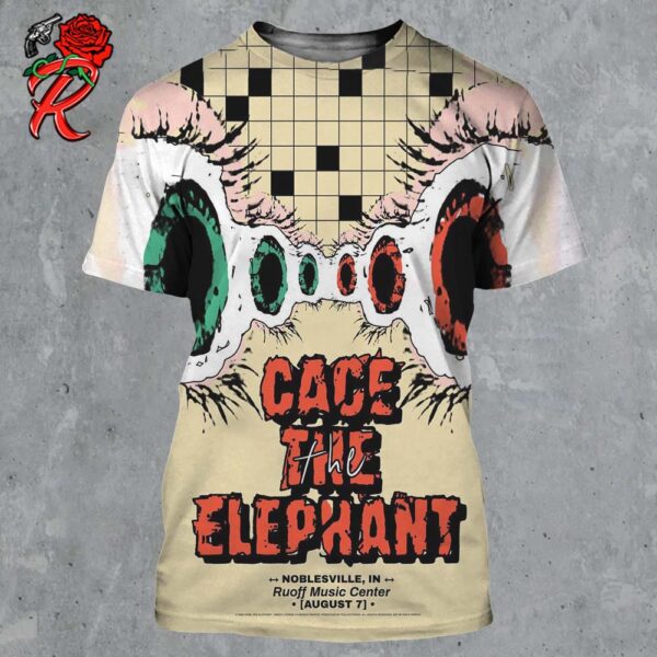 Cage The Elephant Limited Edition Concert Poster For Noblesville Indiana At Ruoff Music Center On August 7 2024 All Over Print Shirt