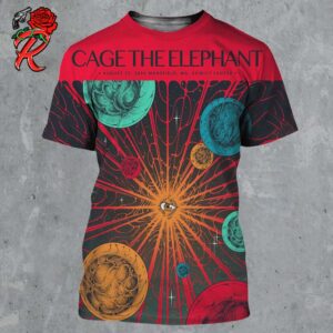 Cage The Elephant Poster For The Show In Mansfield Massachusetts At Xfinity Center On August 22 2024 All Over Print Shirt