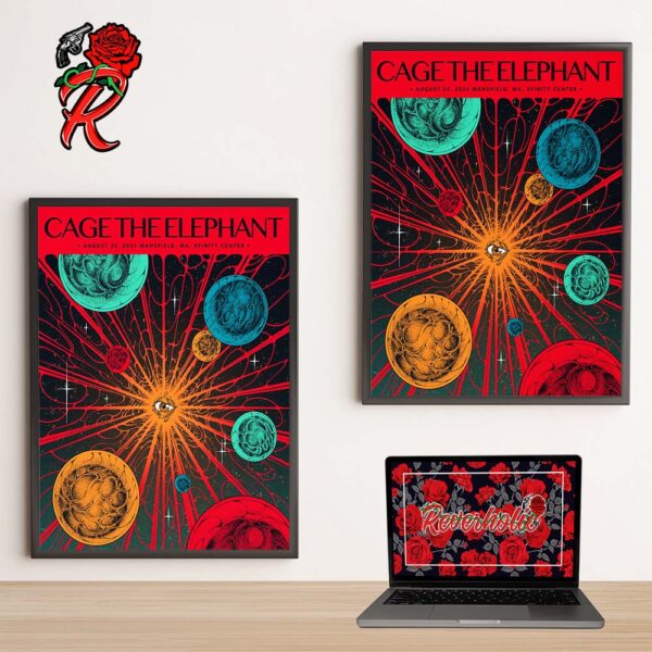 Cage The Elephant Poster For The Show In Mansfield Massachusetts At Xfinity Center On August 22 2024 Home Decor Poster Canvas