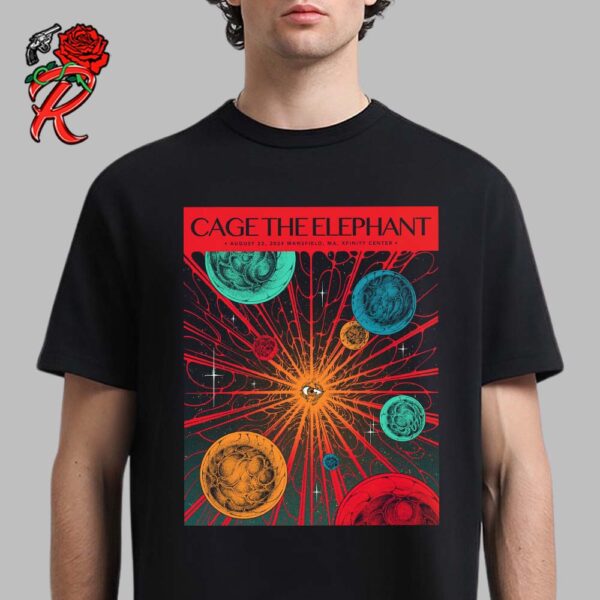 Cage The Elephant Poster For The Show In Mansfield Massachusetts At Xfinity Center On August 22 2024 Unisex T-Shirt