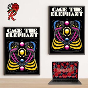 Cage The Elephant Tonight Raleigh NC Limited Edition Concert Poster At Coastal Credit Union Music Park at Walnut Creek On August 3 2024 Home Decor Poster Canvas