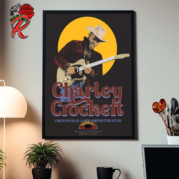 Charley Crockett Poster For Wilmington North Carolina At Greenfield Lake Amphitheater On August 23 2024 Home Decor Poster Canvas