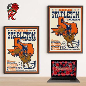 Chris Stapleton Featuring The Honchos The VA Poster For Houston Texas At Minute Maid Park On August 24 2024 Rodeo Style Artwork Wall Decor Poster Canvas