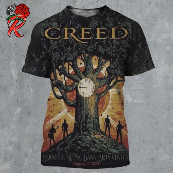 Creed Limited Edition Concert Poster For Tonight Show In Holmdel New Jersey At PNC Bank Arts Center On August 7 2024 All Over Print Shirt