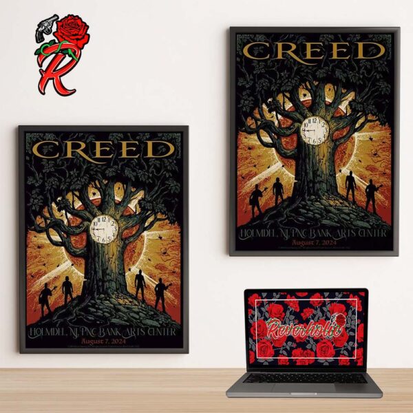 Creed Limited Edition Concert Poster For Tonight Show In Holmdel New Jersey At PNC Bank Arts Center On August 7 2024 Home Decor Poster Canvas