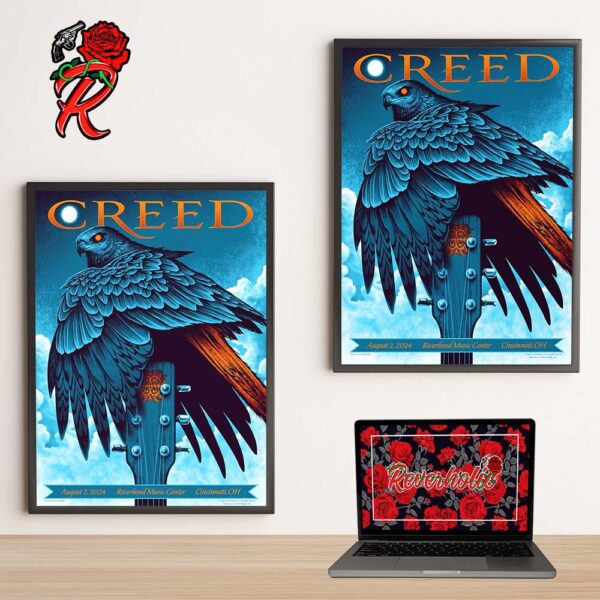 Creed Summer Of 99 Tour Limited Edition Concert Poster For Cincinnati Ohio At Riverbend Music Center On August 2 2024 Wall Decor Poster Canvas