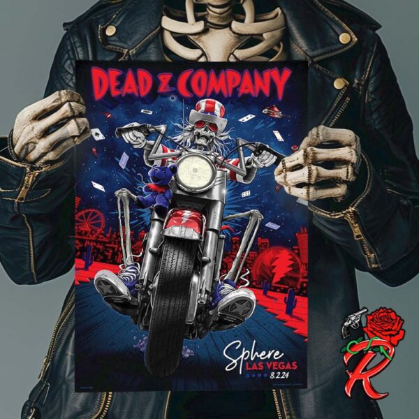 Dead And Company Poster For The Sphere Las Vegas On August 2 2024 Grateful Dead Uncle Jack Riding A Motor Artwork Home Decor Poster Canvas